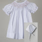 Baby Blessings White Geometric Iris Dress with Bonnet