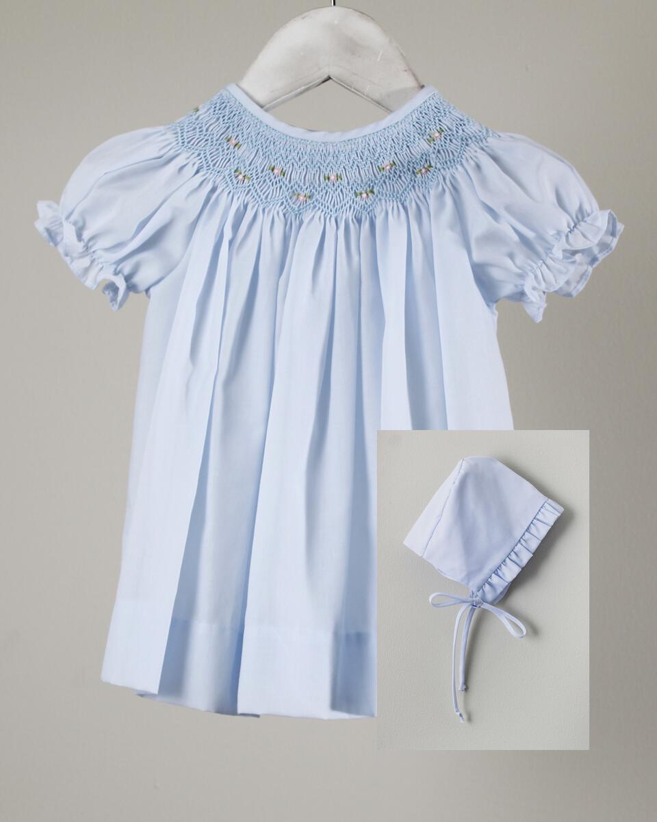 Baby Blessings Light Blue Geometric Iris Dress