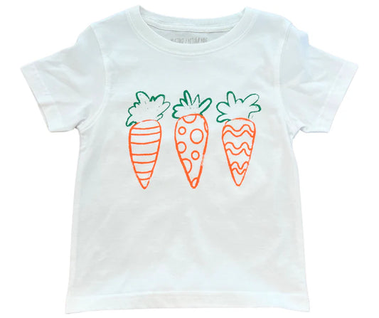 Mustard and Ketchup Kids Short Sleeved White Carrot Trio T-Shirt