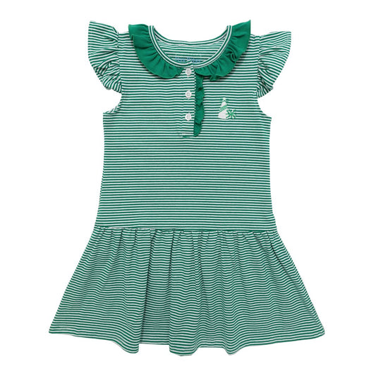 Itsy Bitsy Game Day Dress--Green Stripe