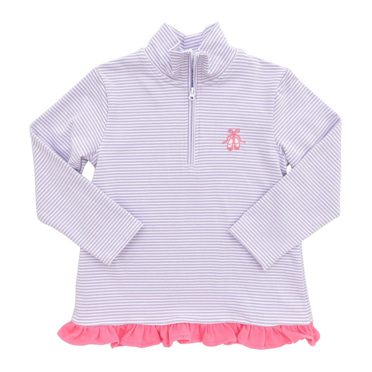 Itsy Bitsy 1/4 Zip Ruffle Pullover--Ballet Shoes