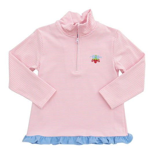Itsy Bitsy 1/4 Zip Ruffle Pullover--Strawberries