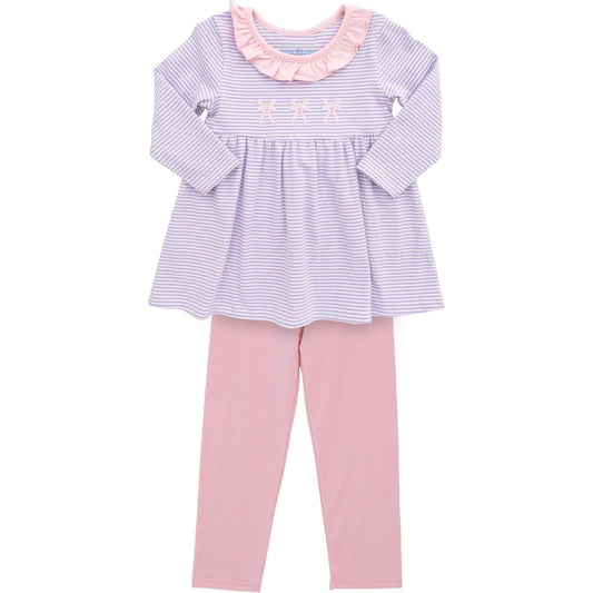 Itsy Bitsy Pink Lavender Bow Pants Set