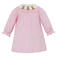 Petit Bebe Girls Puppies Pink Knit Check Long Sleeve Bishop Dress