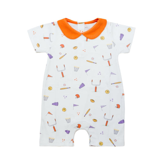 Krewe Kids Clemson Purple/Orange Gameday Pima Collared Romper