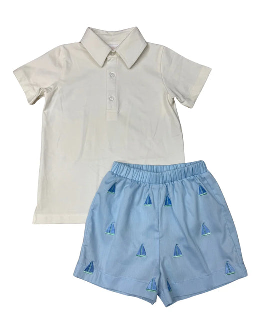 Whimsy Bay St Johns Sailboat Embroidered Sprinkle Short Set