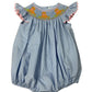 Delaney Girls Blue Check Smock Sweet Dogs Angel Wing Bishop Bubble