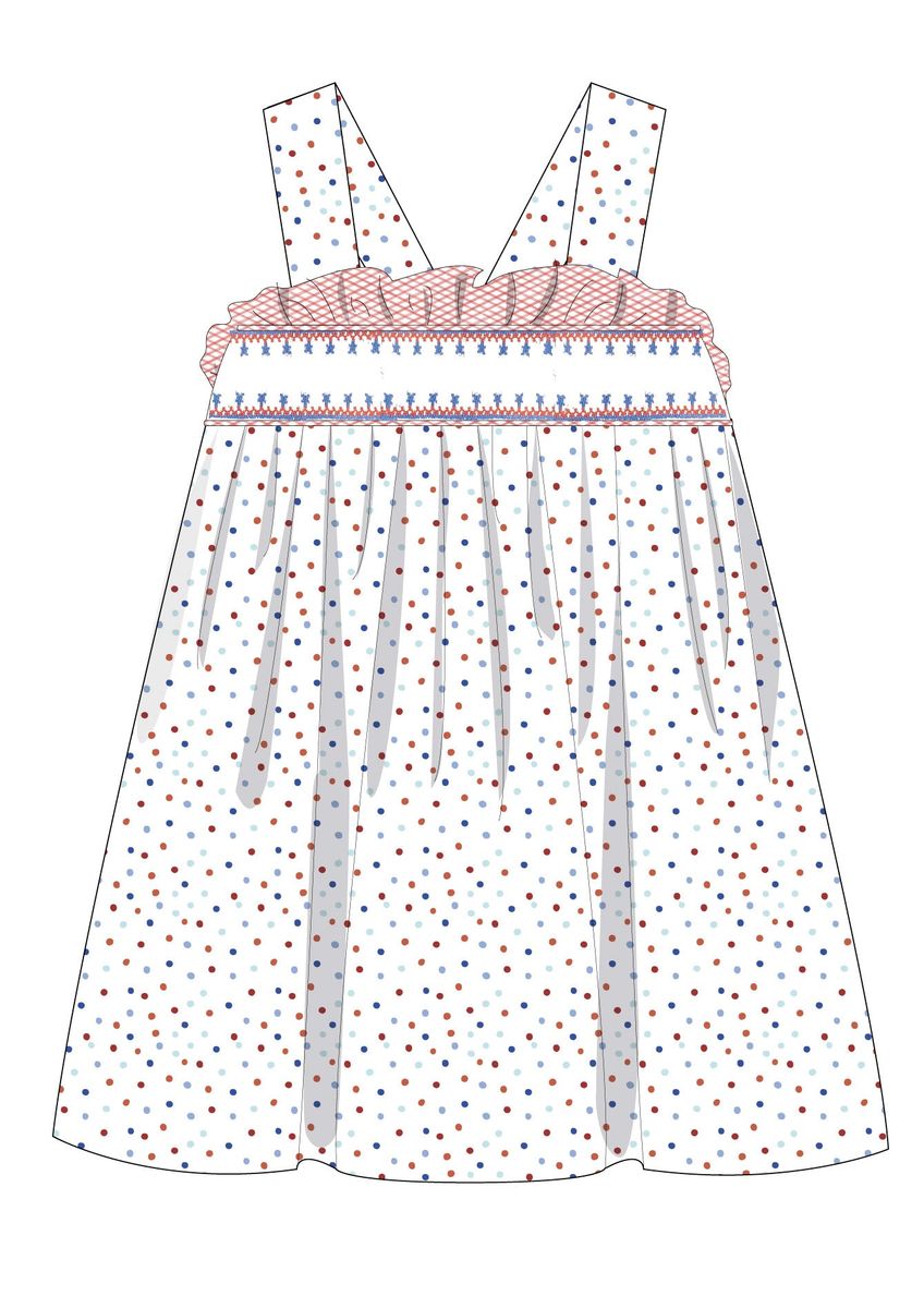 Krewe Kids Jesse Patriotic Dots Smocked Bow Dress