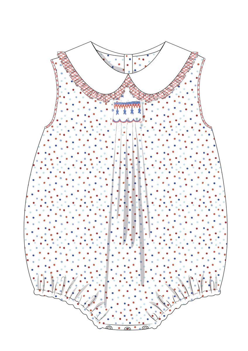 Krewe Kids Emery Patriotic Dots Smocked Bubble