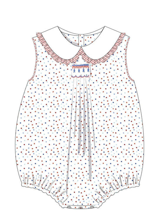 Krewe Kids Emery Patriotic Dots Smocked Bubble