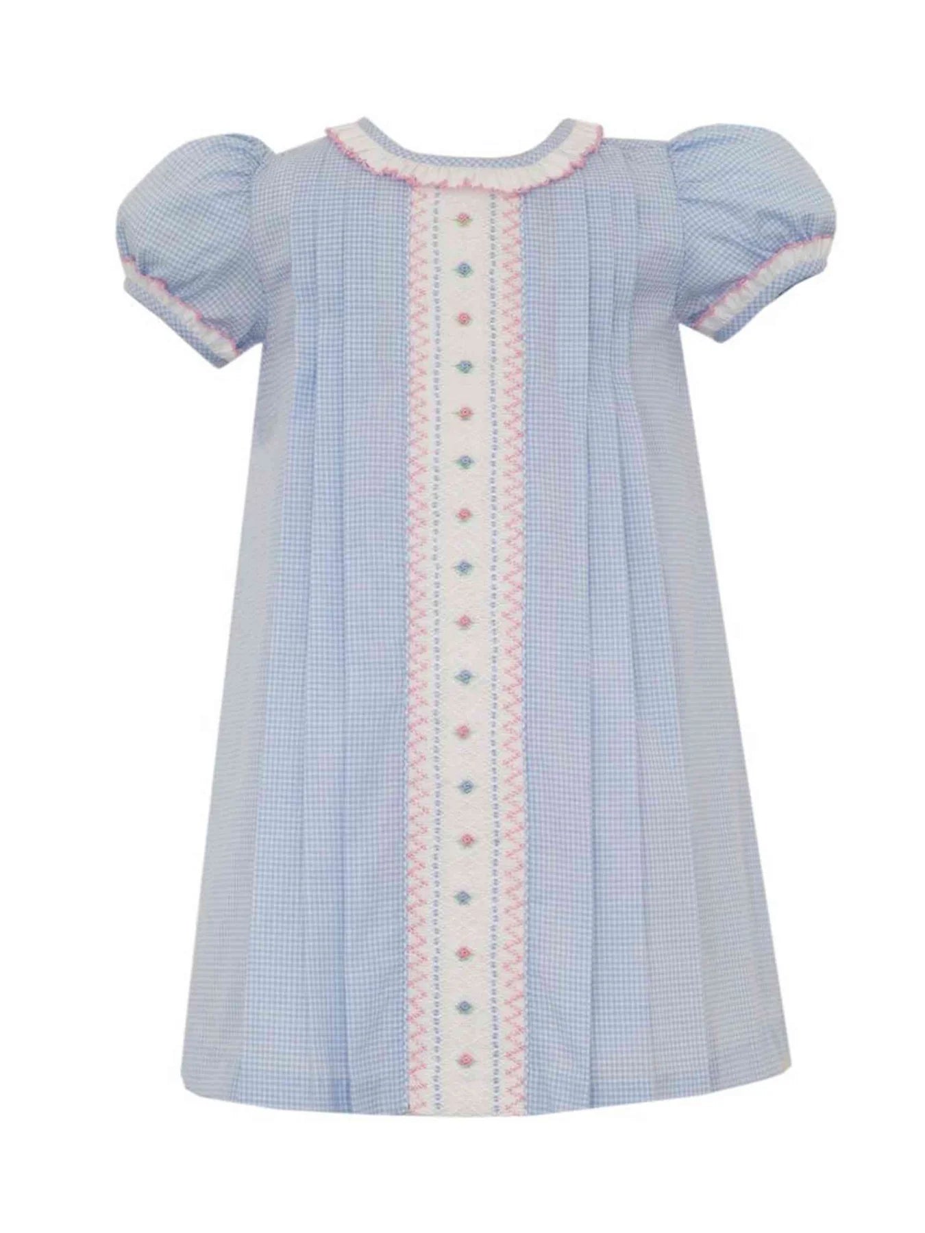 Anavini Alexandra Blue Gingham Float Dress with Insert--Easter