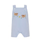 Claire and Charlie Light Blue Stripe Garden Puppies Appliqued Jon Jon