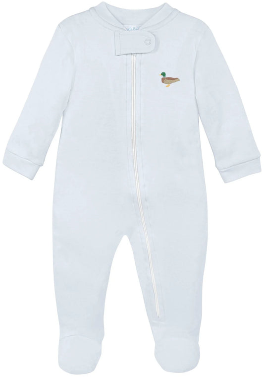 Lyda Baby Duck By The Lake Zipper Footie--Light Blue