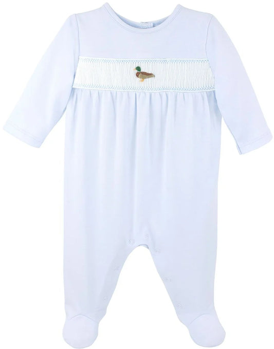 Lyda Baby Duck By Lake Smocked Footie--Light Blue