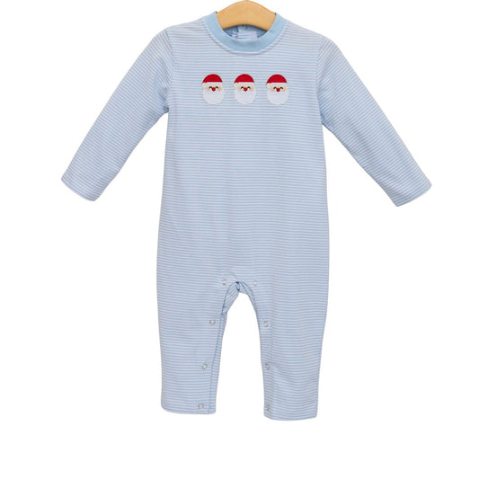 Trotter Street Santa Trio Romper--Blue