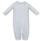 Petit Bebe Light Blue Gingham Knit Boys Long Sleeve Romper