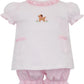 Petit Bebe Puppies Girl's Pink Knit Stripe Short Sleeve Bloomer Set