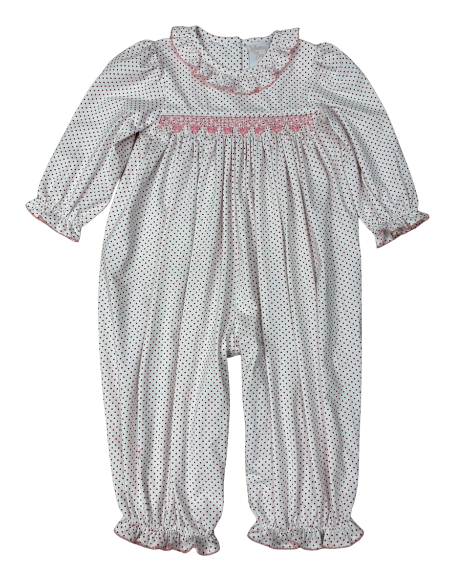 Little Valentine Smocked Ruffle Romper