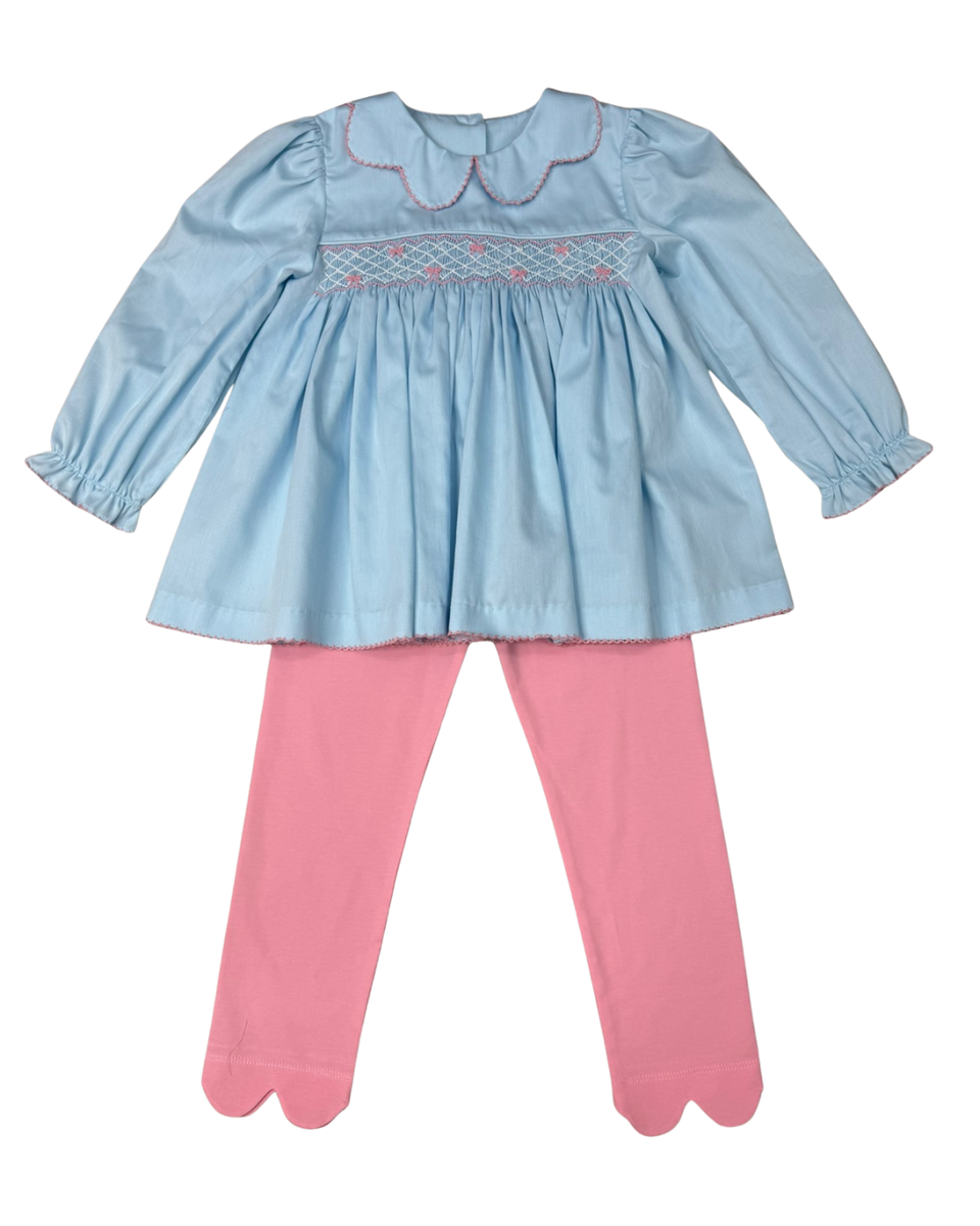 Whimsy Bay Bitty Bella Bow Smocked Pant Set