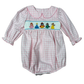 Delaney Pink and White Checked Smocked Princess Bubble