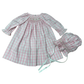 Delaney Girls Pink Check Smocked Front Daygown and Bonnet