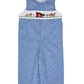 Delaney Boys Long Jon Jon Light Blue Check Smocked Farm Animals and Barn