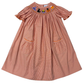 Delaney Orange Check Short Sleeve Smocked Halloween Cats and Hats Bishop