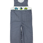 Delaney Boys Navy White Check Long Jon Jon Smocked Boat and Cars