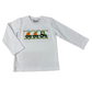 Delaney Boys White Knit Long Sleeve Smocked Tractor and Pumpkin Shirt