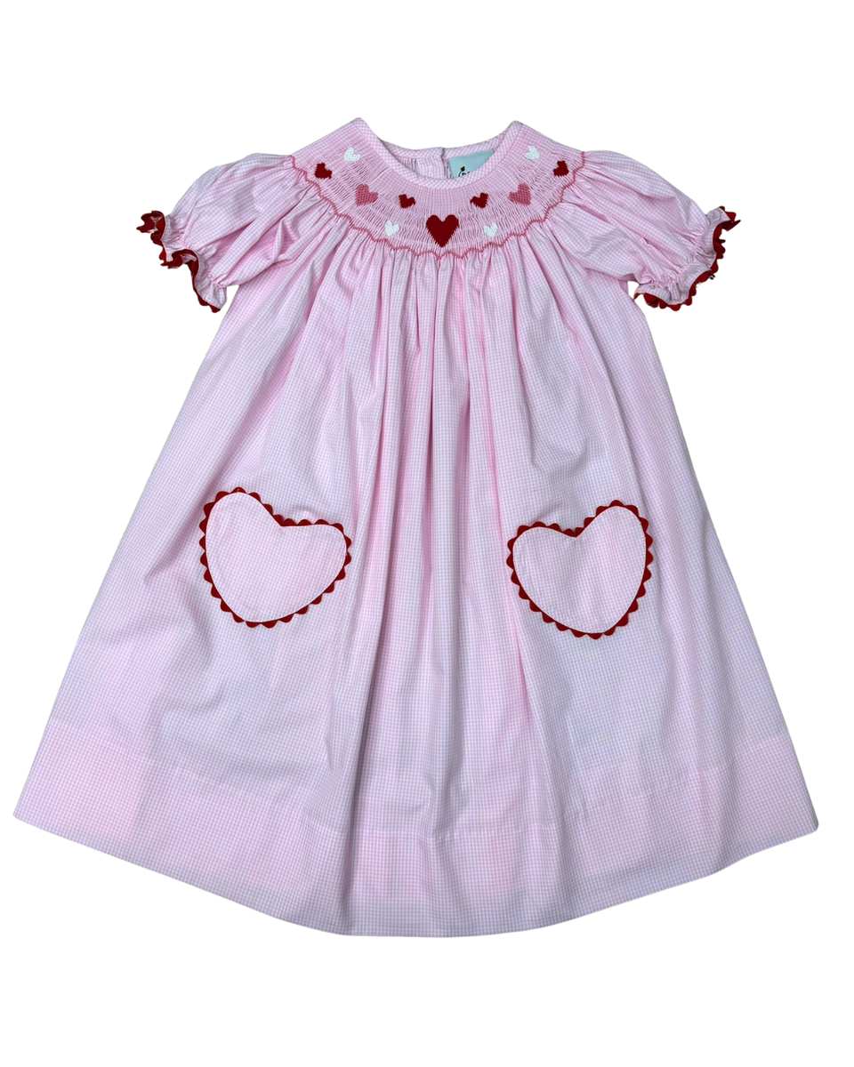 Delaney Pops of Love Smocked Bishop Dress