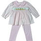 Delaney Pink and White Checked Smocked Gingerbread House Knit Pant Set