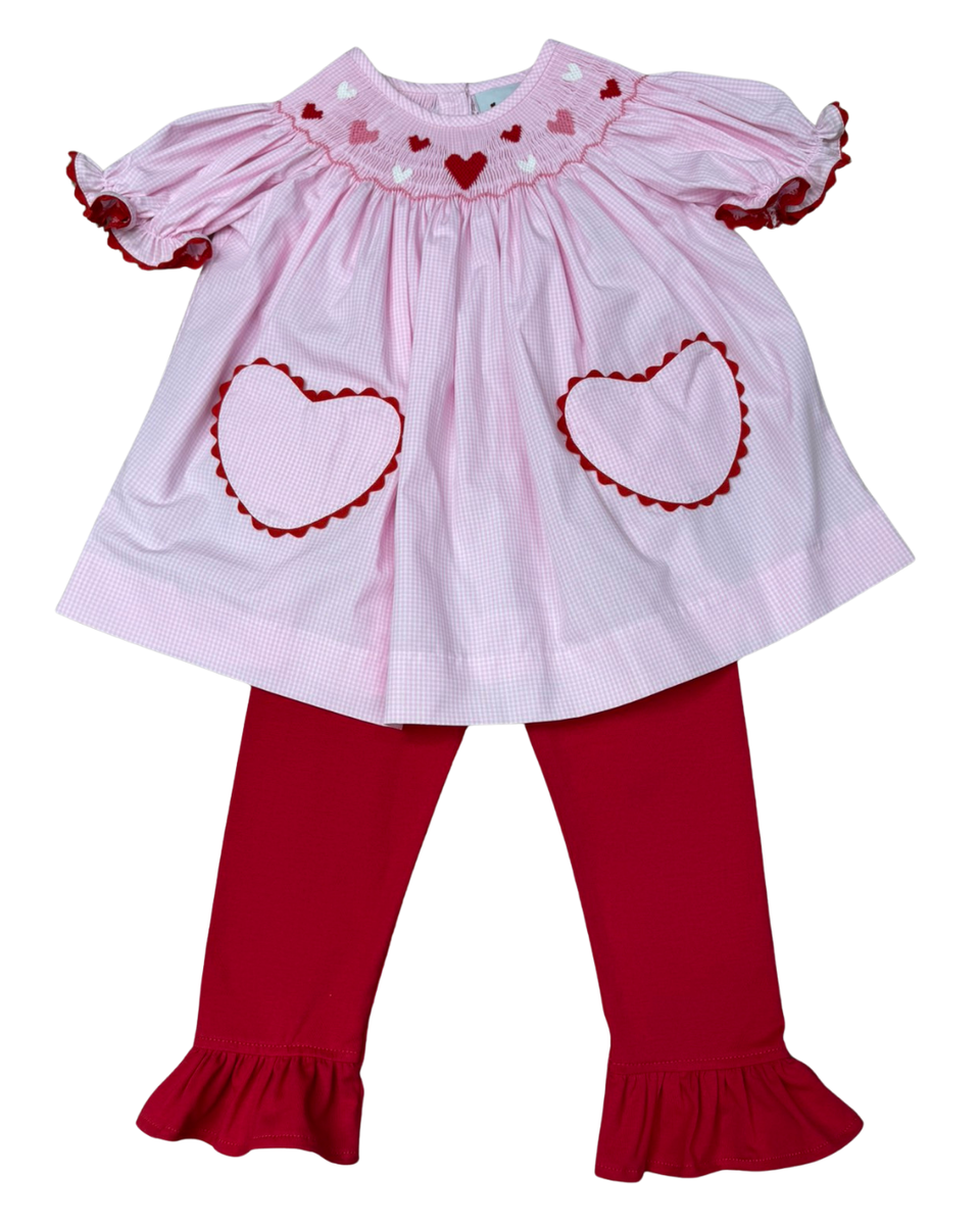 Delaney Pops of Love Smocked Bishop Pants Set