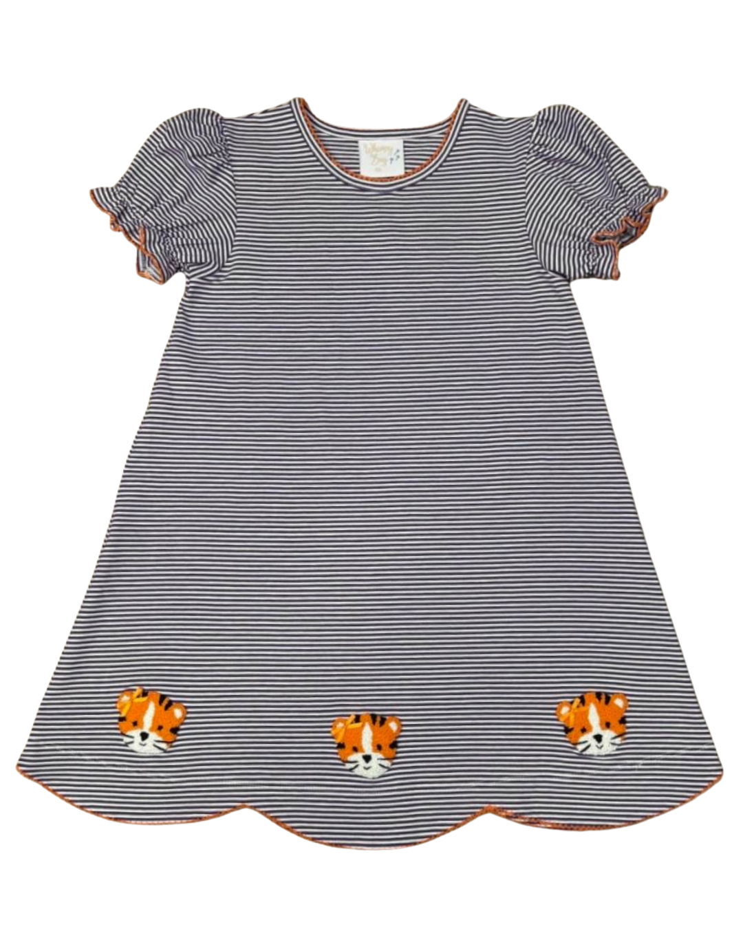 Whimsy Bay Orange & Purple Tiger Scalloped Dress
