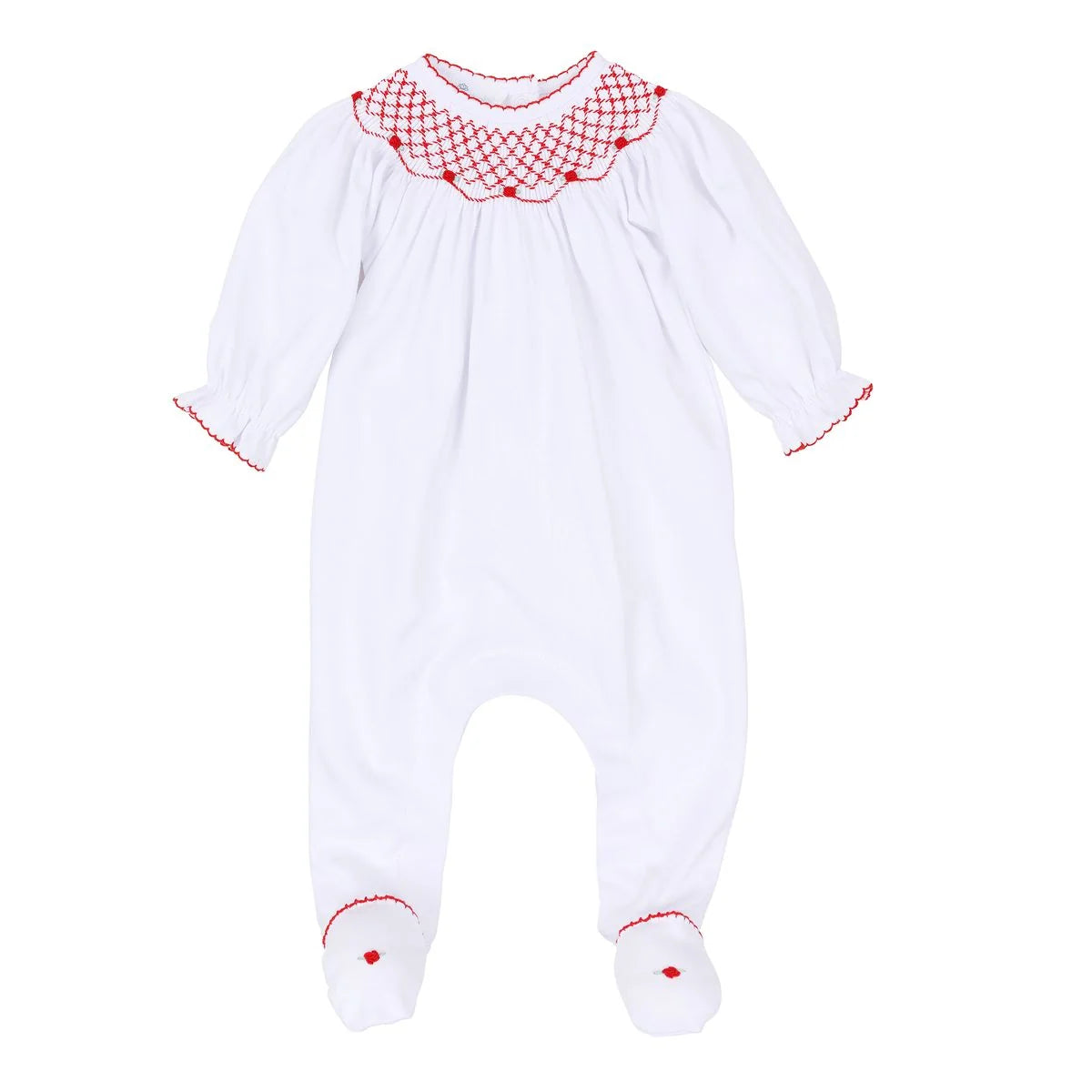 Magnolia Baby Millie Bishop Footie--White and Red Girl