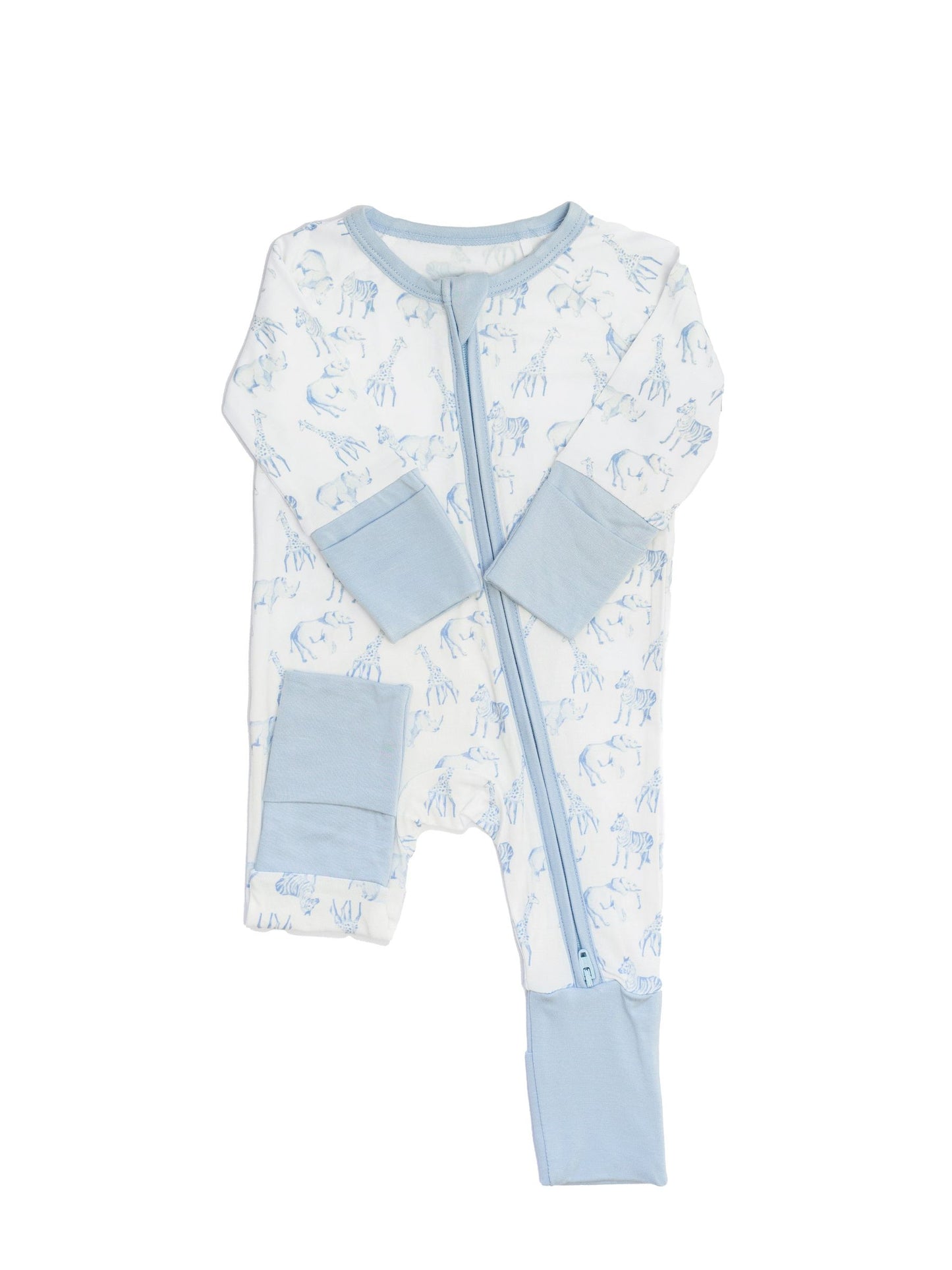 Uptown Baby Blue Safari Sleep Romper