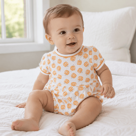 Magnolia Baby Baby Pumpkin Print Short Sleeve Boy Bubble