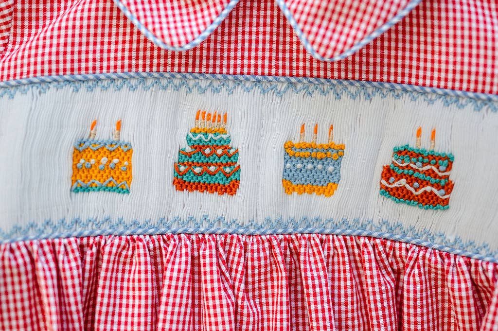 Ruth and Ralph Red Birthday Cakes Smocked Henry Bubble