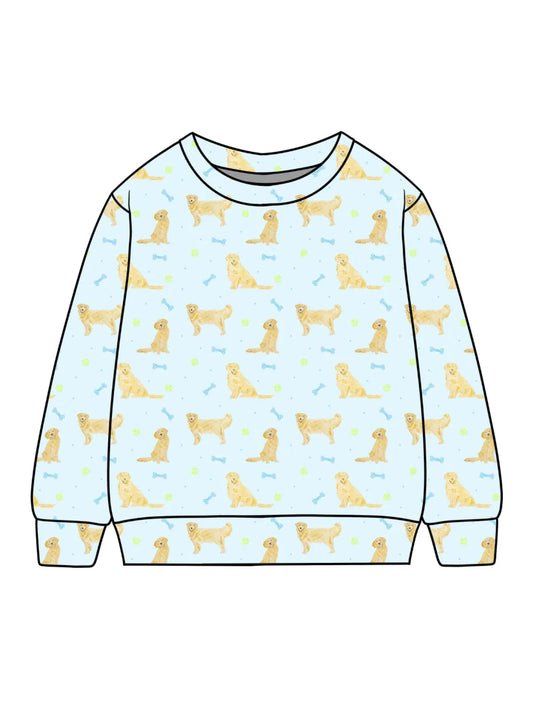 Three Little Ducks Campbell Crewneck--Puppy Pals Blue