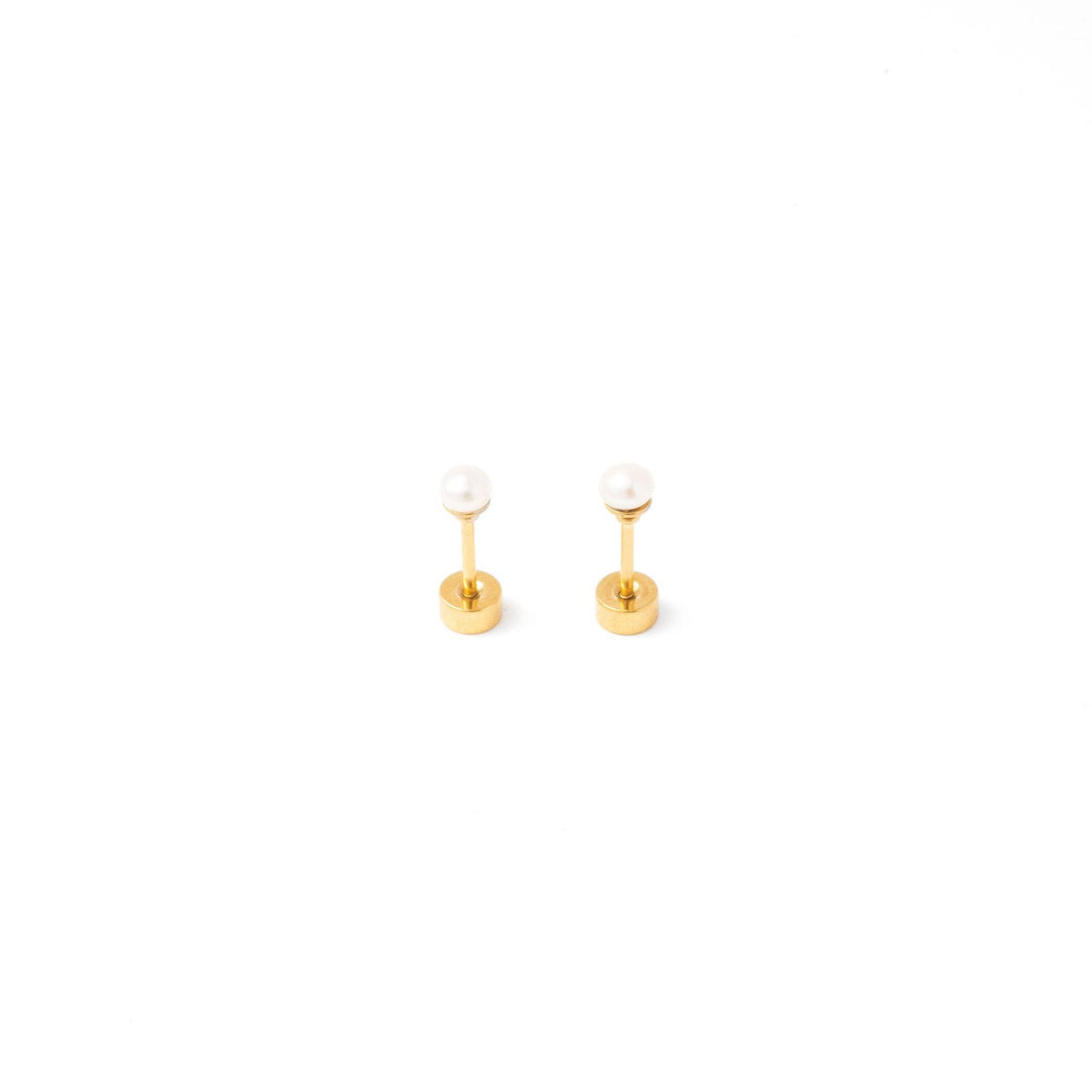 Pip Pop Post Mini Pearl Stud Earrings - Hypoallergenic, Flat Back, Girl