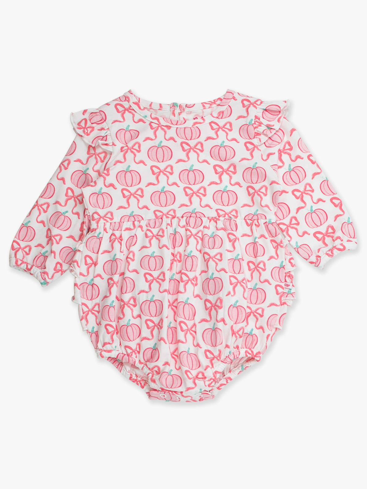 Rufflebutts Fairytale Pumpkins Knit Long Sleeve Flutter Bubble Romper