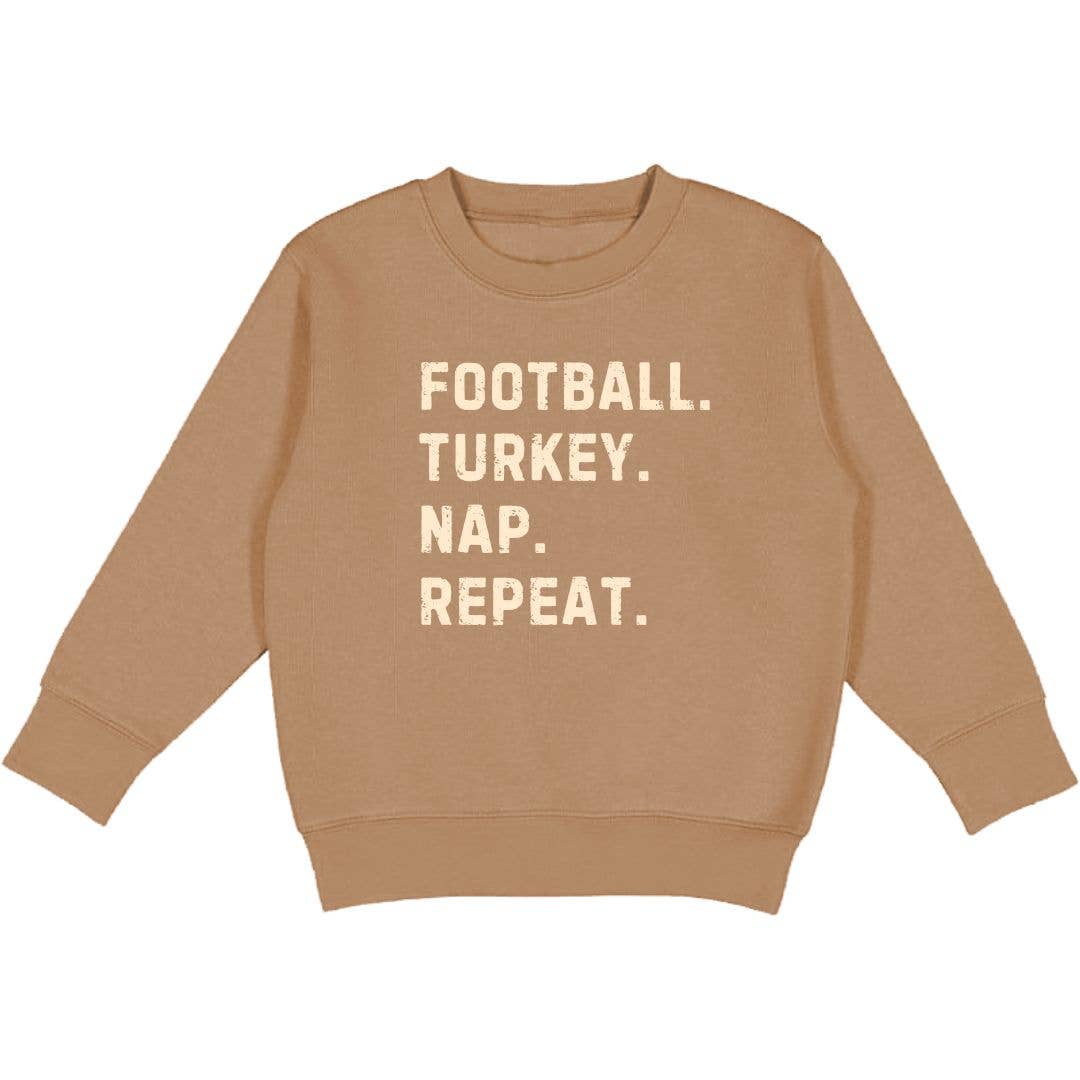 Sweet Wink Football Turkey Nap Repeat Thanksgiving Kids Sweatshirt Boys