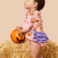 Rufflebutts Pumpkin Boo Crew Knit Long Sleeve Flutter Bubble Romper