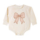 Sweet Wink Gingham Bow Patch Long Sleeve Romper - Baby Clothing - Fall