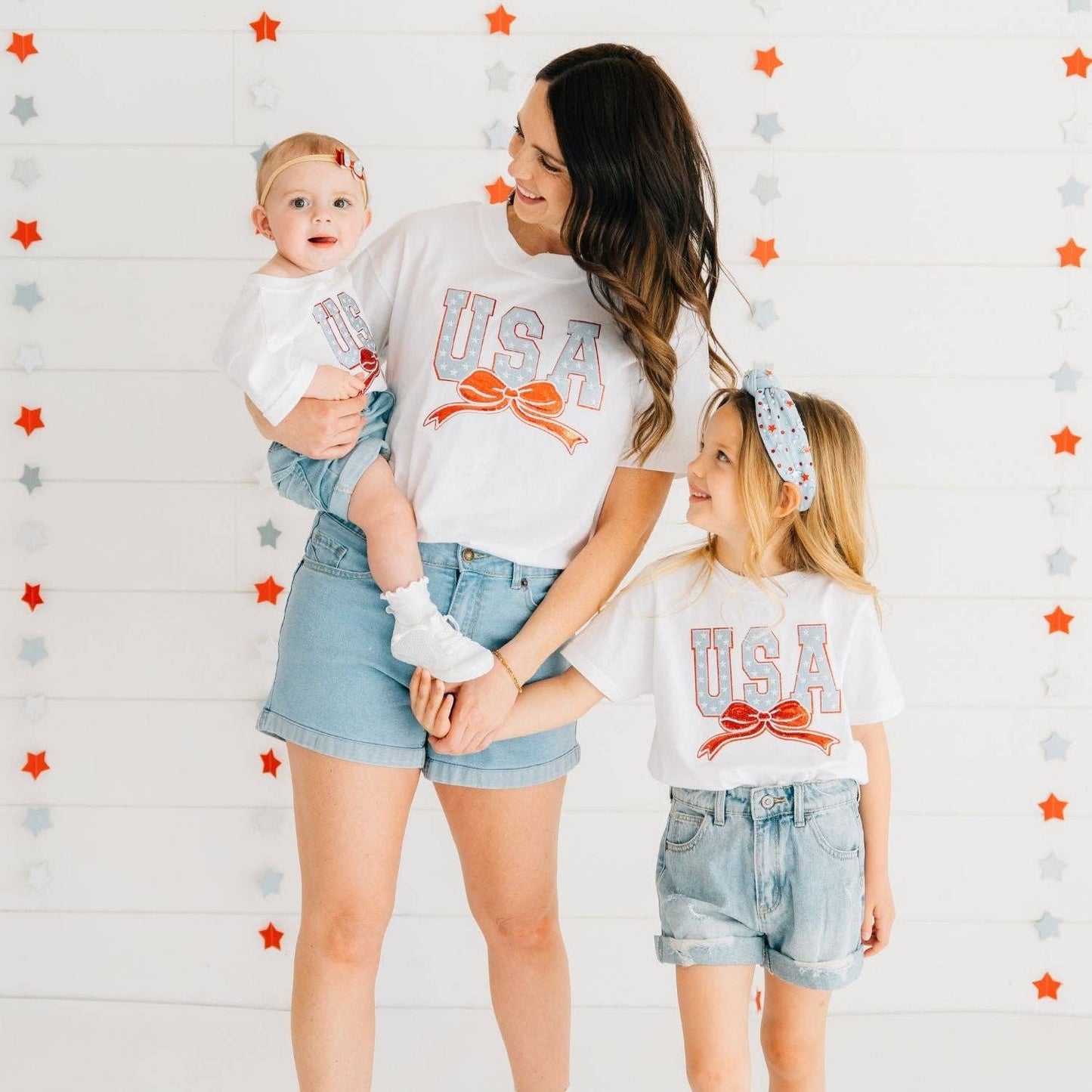 Sweet Wink USA Stars & Bow Patch Short Sleeve T-Shirt - Fourth of July