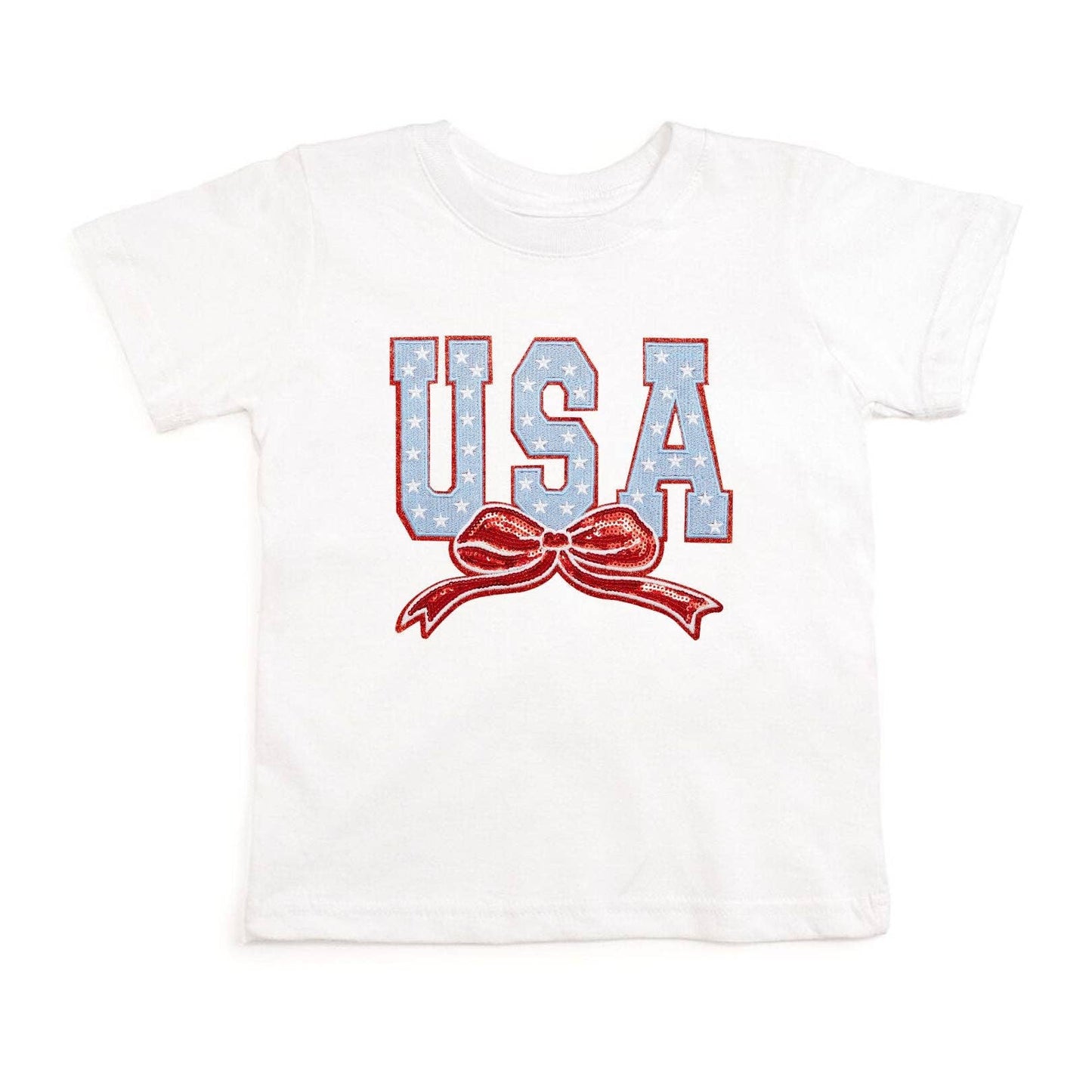 Sweet Wink USA Stars & Bow Patch Short Sleeve T-Shirt - Fourth of July