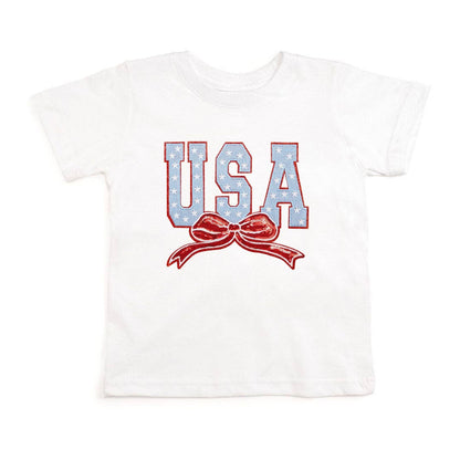 Sweet Wink USA Stars & Bow Patch Short Sleeve T-Shirt - Fourth of July