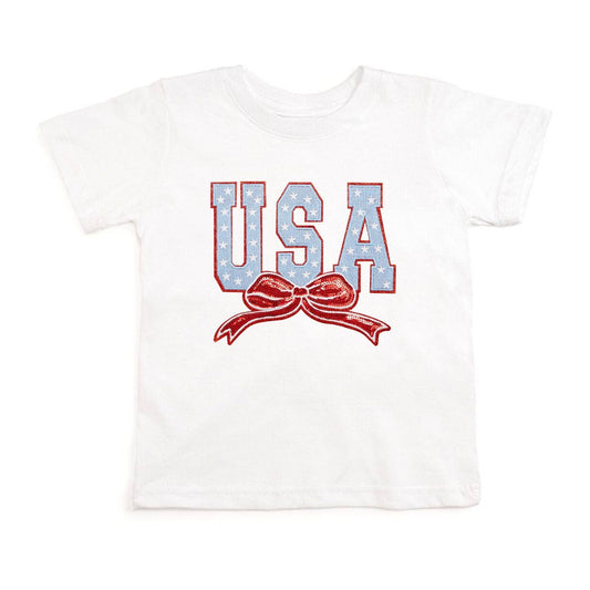 Sweet Wink USA Stars & Bow Patch Short Sleeve T-Shirt - Fourth of July