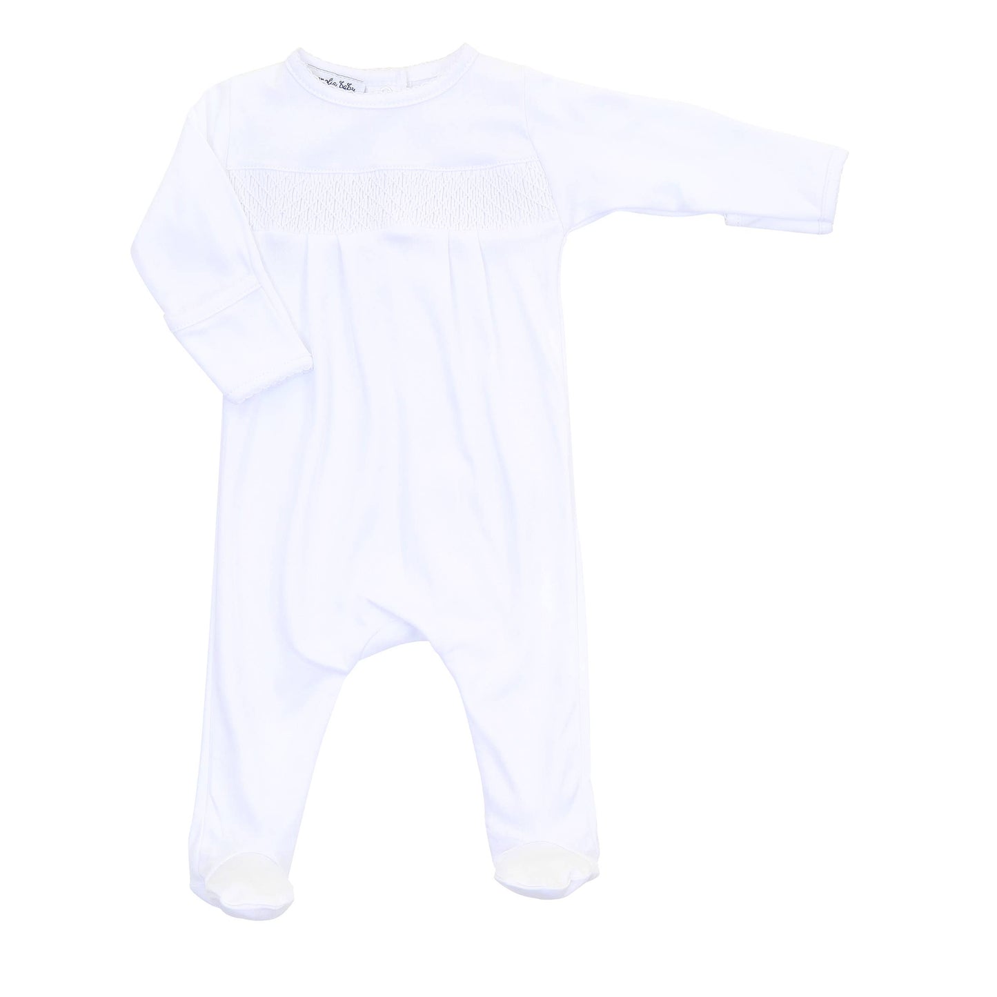 Magnolia Baby Solid Essentials White Smocked Footie