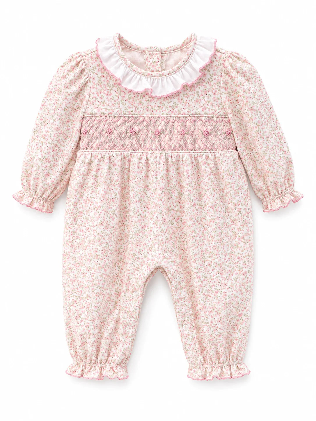 Petit Bebe Harper Tiny Pink Floral Knit Long Footie