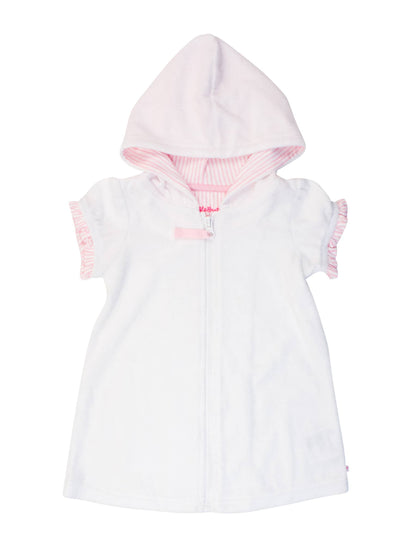 Rufflebutts Girls White Terry Full-Zip Cover Up